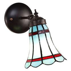 Foto van Haes deco - wandlamp tiffany blauw, rood 17x12x23 cm e14/max 1x40w