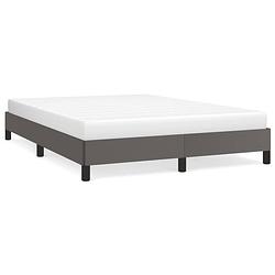 Foto van The living store bedframe - kunstleren - grijs - 193 x 143 x 25 cm - poten - multiplex lattenbodem