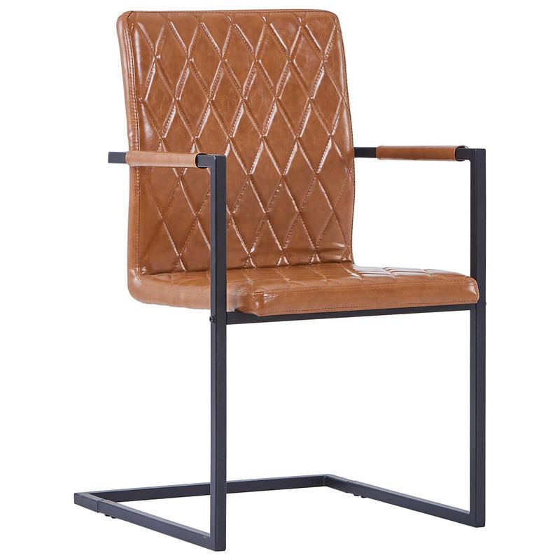 Foto van The living store eetkamerstoelen - cognac - 53 x 61 x 88.2 cm - kunstleren bekleding