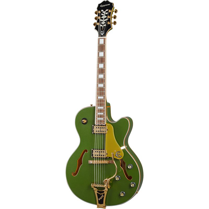 Foto van Epiphone emperor swingster forest green metallic semi-akoestische gitaar