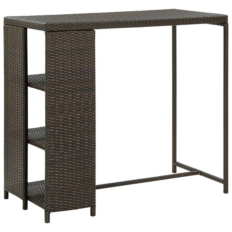 Foto van Vidaxl bartafel met opbergrek 120x60x110 cm poly rattan bruin