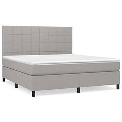 Foto van The living store boxspringbed - comfortsleep - bed - 203x160x118/128 cm - lichtgrijs - stof - duurzaam materiaal -