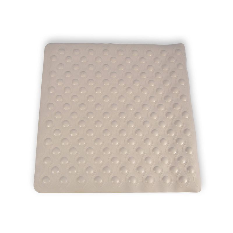 Foto van Badmat beige- 54 x 54 cm - antislip mat - voor bad en douche rubberen douchemat - antislipmat voor bad, douche en