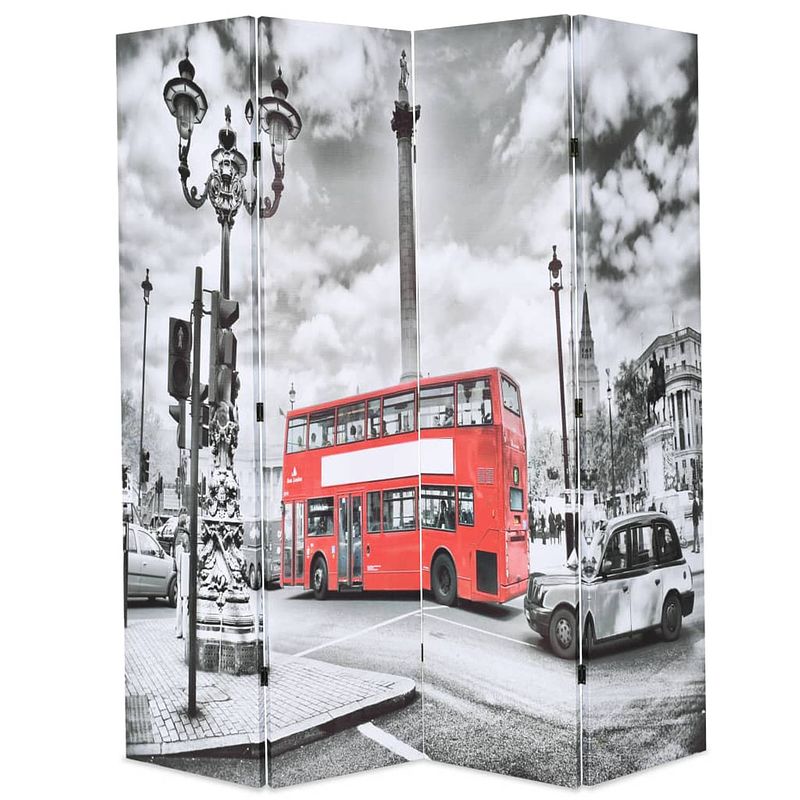 Foto van Vidaxl kamerscherm inklapbaar londen bus 160x170 cm zwart en wit