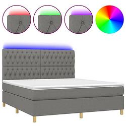 Foto van The living store bed - boxspring - donkergrijs - 203x160x118/128 cm - verstelbaar hoofdbord - led-verlichting -