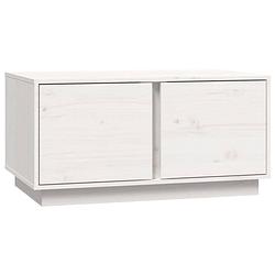 Foto van The living store salontafel grenenhout - wit - 80 x 50 x 40 cm