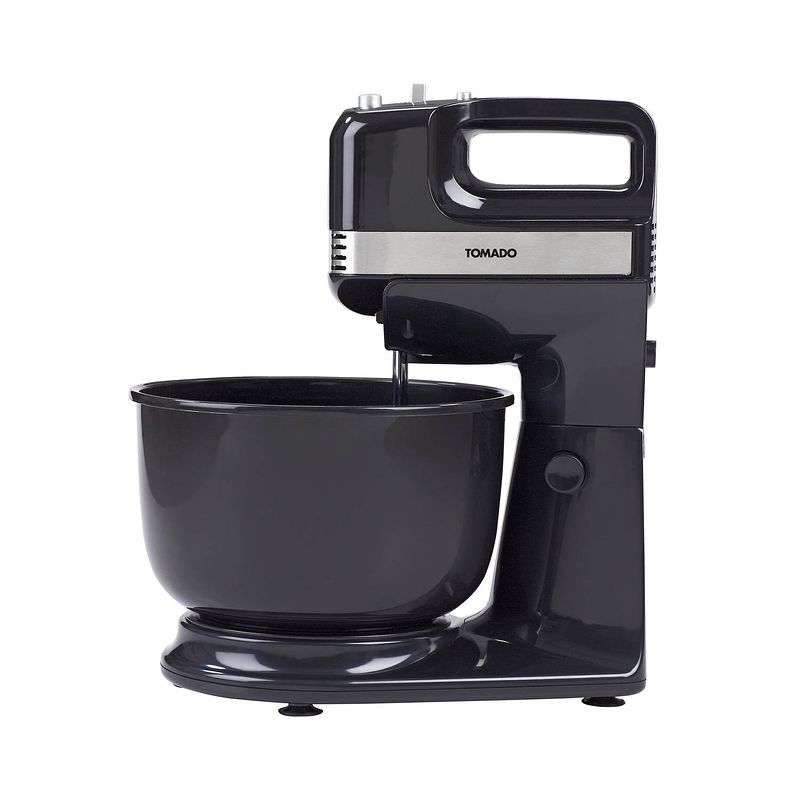 Foto van Tomado tkm3001b - handmixer met kom - keukenmachine - inclusief gardes en deeghaken - 3,8 liter - 5 snelheden