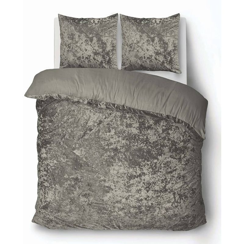 Foto van Isleep dekbedovertrek crushed velvet - zand - 1-persoons 140x200/220 cm