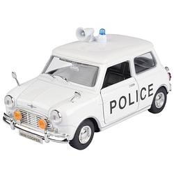 Foto van Modelauto mini cooper politie auto wit schaal 1:18/17 x 8 x 8 cm - speelgoed auto's