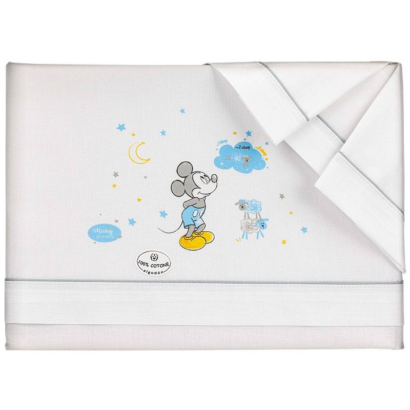 Foto van Disney beddengoed mickey mouse 82 x 106 cm katoen wit/grijs