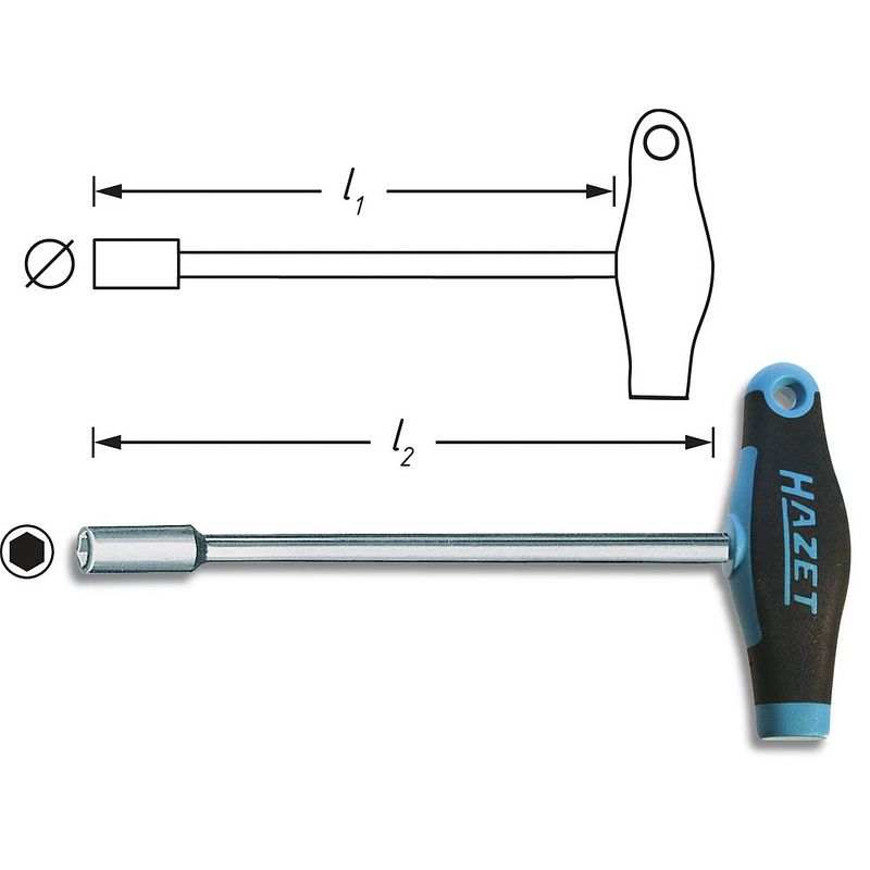 Foto van Hazet hazet dopschroevendraaier werkplaats sleutelbreedte: 12 mm koplengte: 230 mm