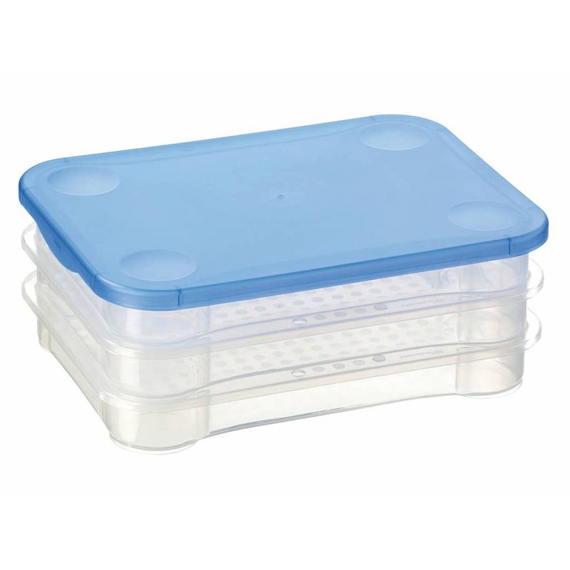 Foto van Sunware - club cuisine vleeswarendoos transparant blauw - 22,5 x 16,5 x 9 cm