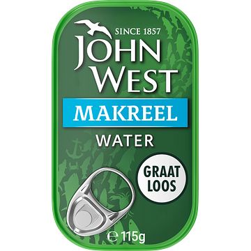 Foto van John west makreel water 115g bij jumbo