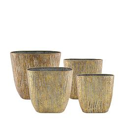 Foto van Dknc - plantenbakken metaal met plastic - 36.5x19x36 cm - set van 4 - goud