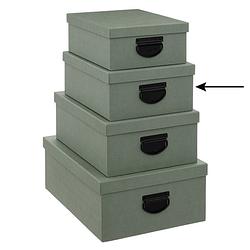Foto van 5five opbergdoos/box - 2x - groen - l30 x b24 x h12 cm - stevig karton - industrialbox - opbergbox