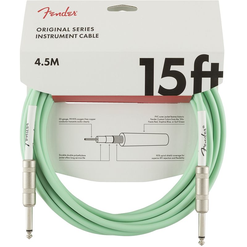 Foto van Fender original cables instrumentkabel 4.5m surf green 6.3mm