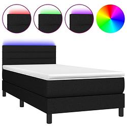 Foto van Vidaxl boxspring met matras en led stof zwart 90x190 cm