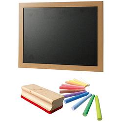 Foto van Schoolbord/krijtbord incl. 13 kleuren krijtjes met wisser 30 x 40 cm - krijtborden