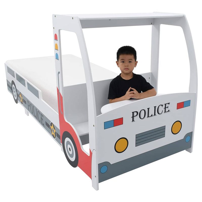 Foto van Infiori kinderbed politieauto met traagschuim matras 90x200 cm