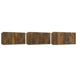 Foto van The living store hangende tv-meubel - gerookt eiken - 60 x 30 x 30 cm - 3 stuks