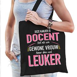 Foto van Gewone vrouw / docent cadeau tas zwart voor dames - feest boodschappentassen