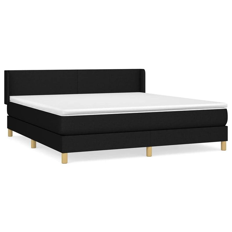 Foto van The living store boxspringbed - zwart - 203x163x78/88 cm - pocketvering matras - middelharde ondersteuning -