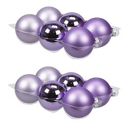 Foto van 12x stuks glazen kerstballen amethyst paars 8 cm mat/glans - kerstbal