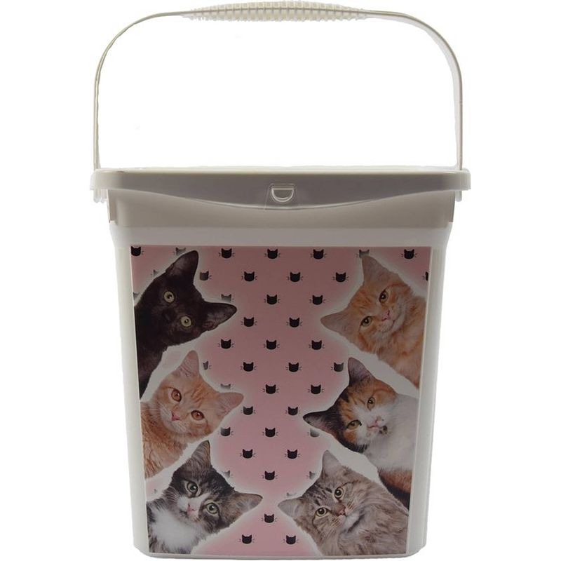 Foto van Voeropslag voercontainer kat/kitten dieren bewaarbox voedselcontainer 6liter 23x18x24,5cm dierenvoeding