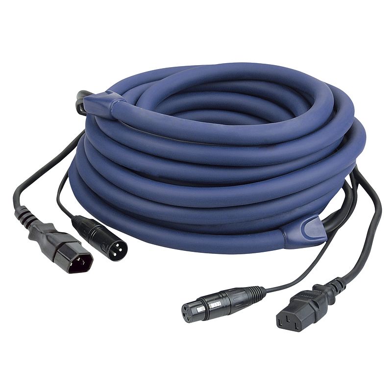 Foto van Dap fp12 iec & xlr male - iec & xlr female 10 meter blauw