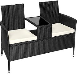 Foto van Tectake® - wicker tuinbank met tafel - zwart/beige - 404557