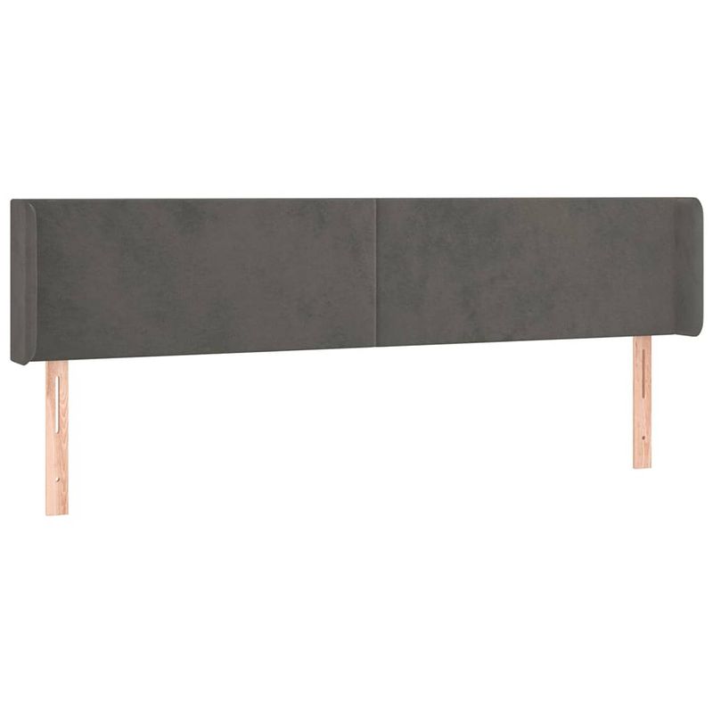 Foto van The living store hoofdbord classic - beddecoratie - 163 x 16 x 78/88 cm - donkergrijs fluweel