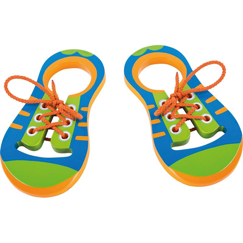 Foto van Small foot houten veterschoenen junior blauw/groen