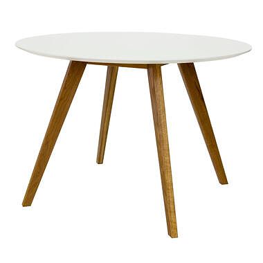 Foto van Tenzo eetkamertafel bess - wit/eiken - 75xø110 cm - leen bakker