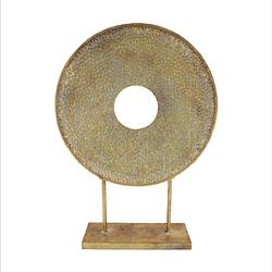 Foto van Rond ornament op voet metaal-goud-38x11x54cm