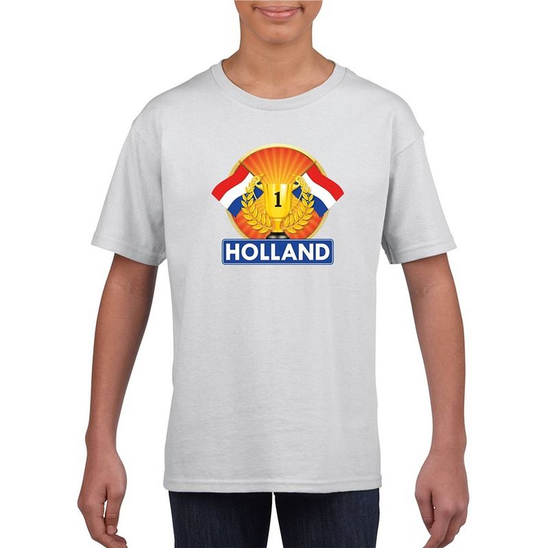 Foto van Holland kampioen shirt wit kinderen l (146-152) - feestshirts