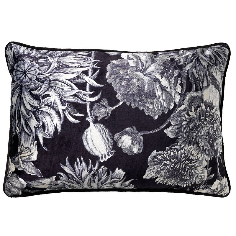 Foto van Dutch decor lauren - kussenhoes velvet raven 40x60 cm - zwart - zwart