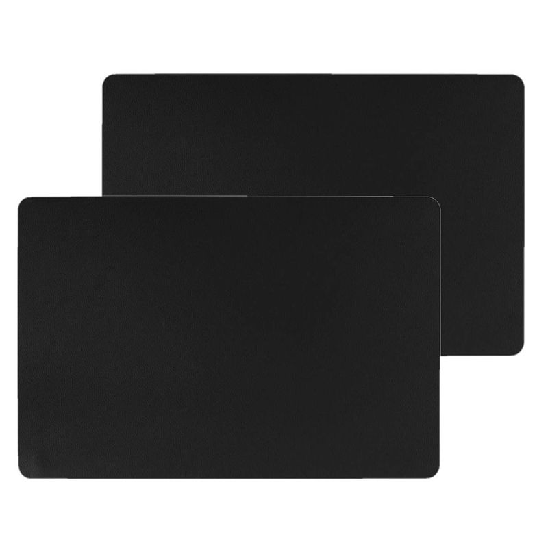 Foto van Set van 6x stuks placemats pu-leer/ leer look zwart 45 x 30 cm - placemats