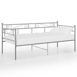 Foto van The living store bedbank lyon - slaapbank - grijs - 206.5 x 95 x 89.5 cm - metalen constructie