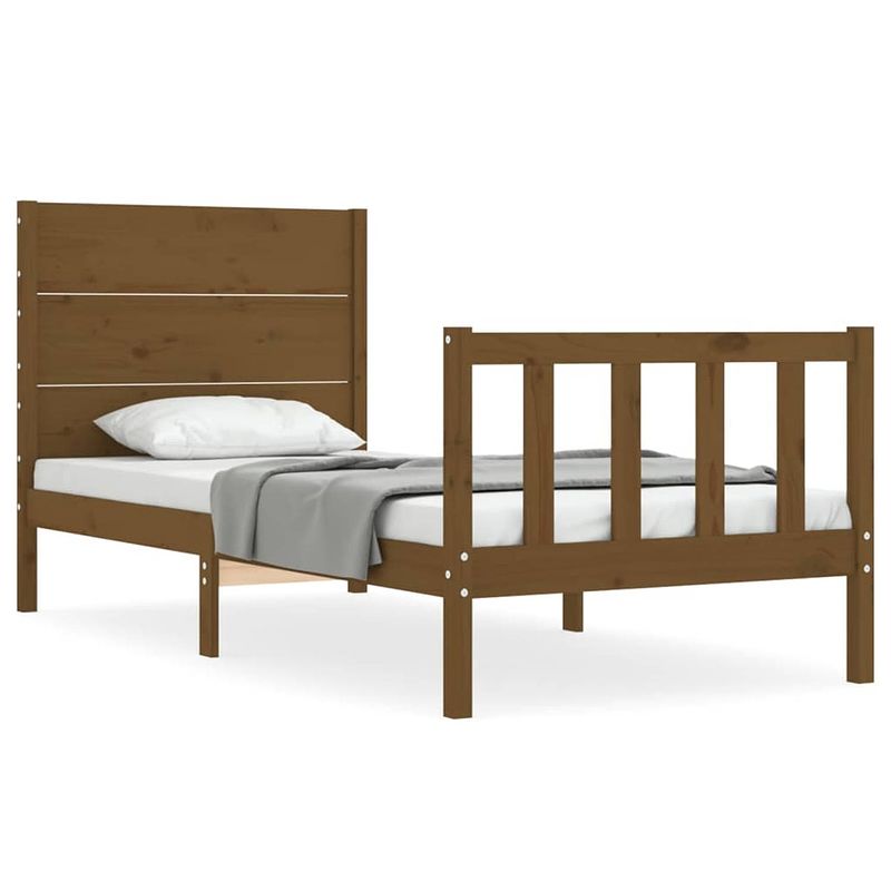 Foto van The living store massief grenenhouten bedframe - 195.5 x 95.5 x 100 cm - multiplex lattenbodem