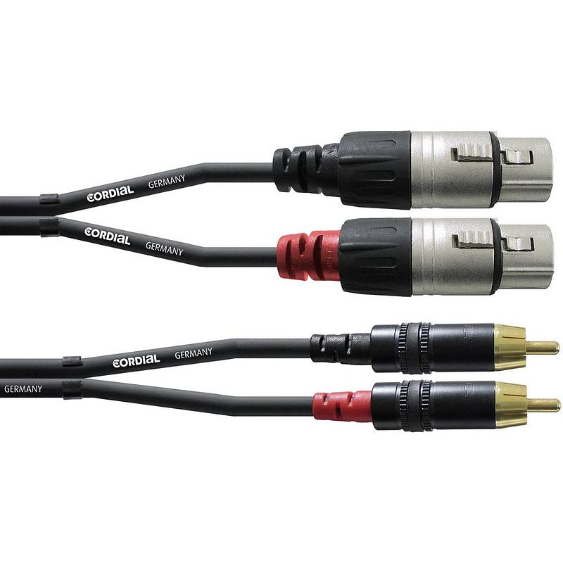 Foto van Cordial cfu 1,5 fc audio adapterkabel [2x xlr-bus - 2x cinch-stekker] 1.50 m zwart