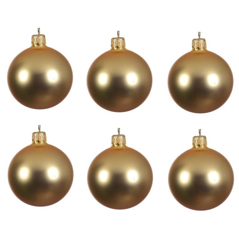 Foto van 12x glazen kerstballen mat goud 8 cm kerstboom versiering/decoratie - kerstbal