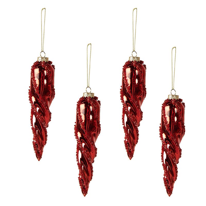 Foto van Clayre & eef kerstbal xl ø 4 cm rood glas kerstdecoratie kerstversiering kerstboomversiering rood kerstdecoratie