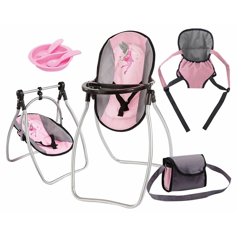 Foto van Accessoires voor poppen reig roze/grijs 9-in-1