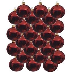 Foto van 24x glazen kerstballen glans kerst rood 8 cm kerstboom versiering/decoratie - kerstbal