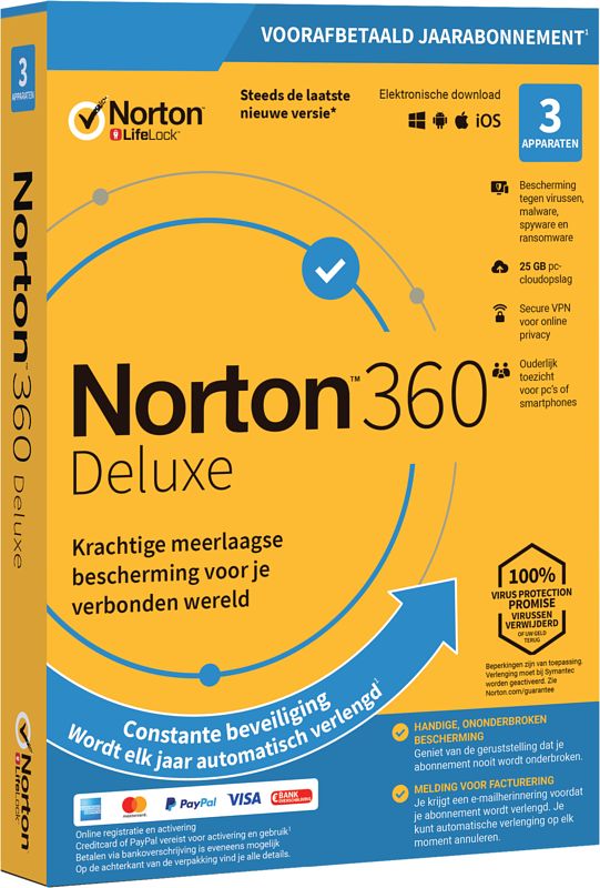 Foto van Norton 360 deluxe 2020  3 apparaten  1 jaar  25gb  windows/mac/android/ios