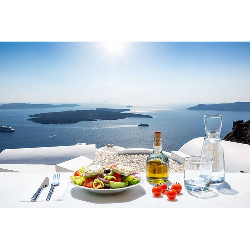 Foto van Inductiebeschermer - eating by sea - 89.6x51.6 cm