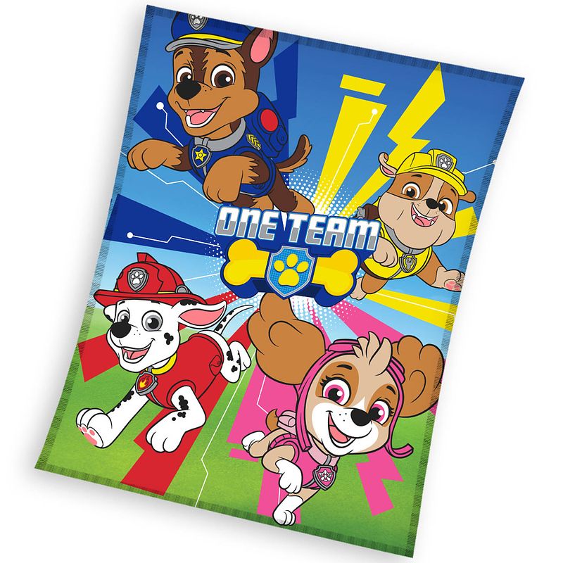 Foto van Paw patrol fleece deken one team - 110 x 140 cm - polyester