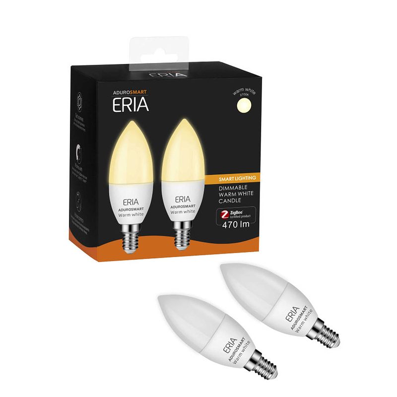 Foto van Adurosmart eria® warm white kaarslamp, e14 fitting (2-pack)