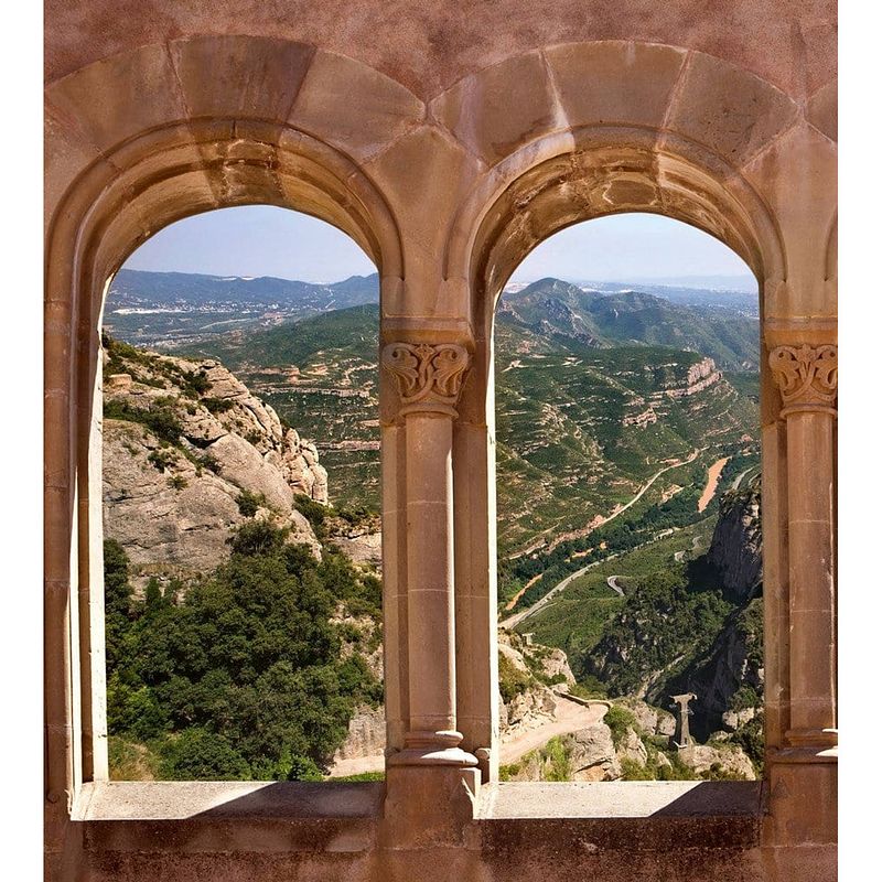 Foto van Dimex arch window vlies fotobehang 225x250cm 3-banen