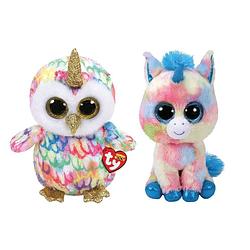 Foto van Ty - knuffel - beanie buddy - enchanted owl & blitz unicorn